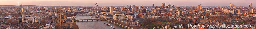 Golden Mile London Skyline at Sunset Panorama © Will Pearson 2010 golden mile london skyline panorama