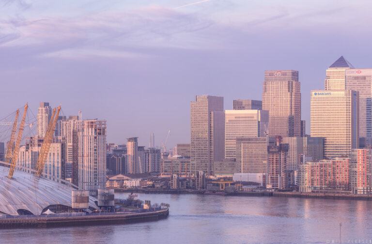 Canary Wharf Panorama looking over the Isle of Dogs.