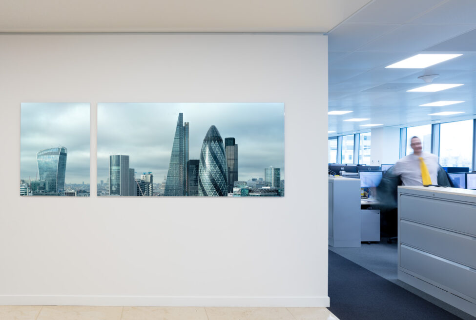 Silvered City © Will Pearson on the walls at 20 Fenchurch Street