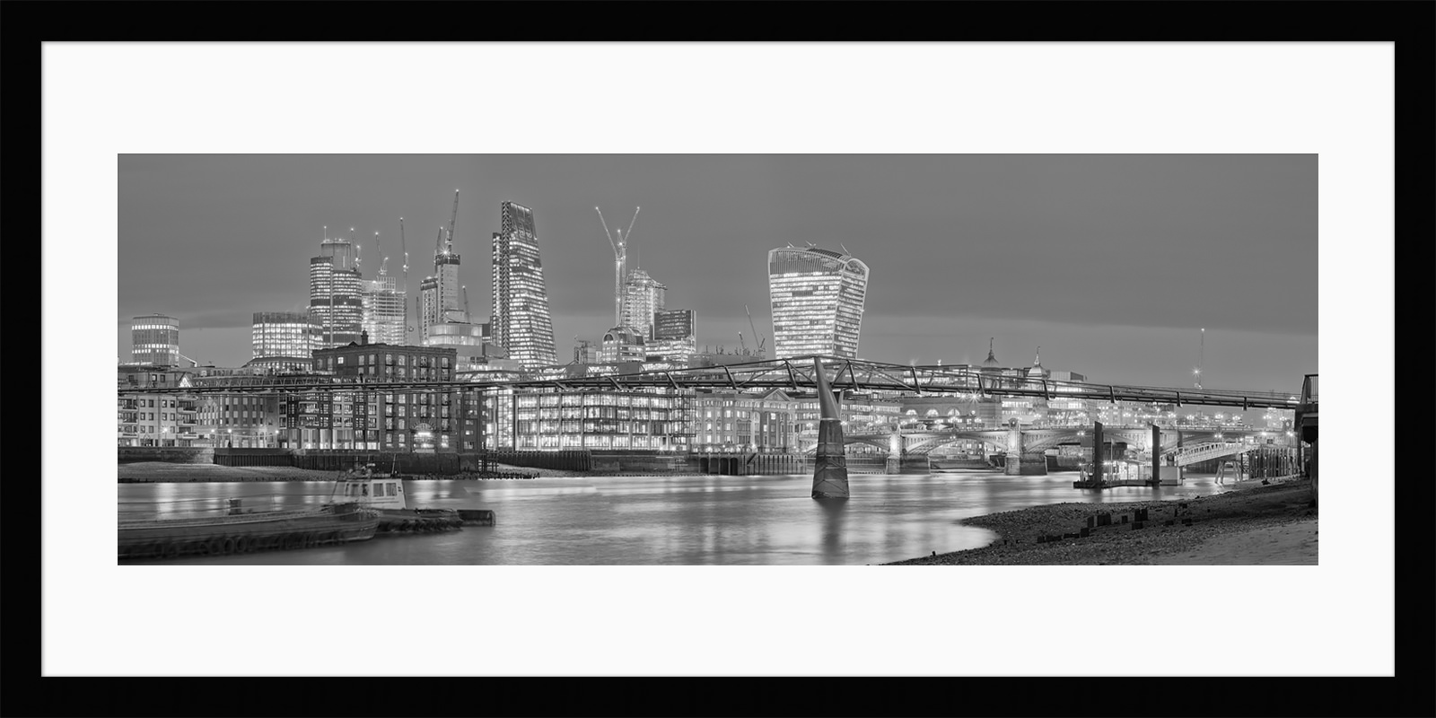 Low Tide at Millennium Bridge - Will Pearson Framed Fine Art Photographic Print