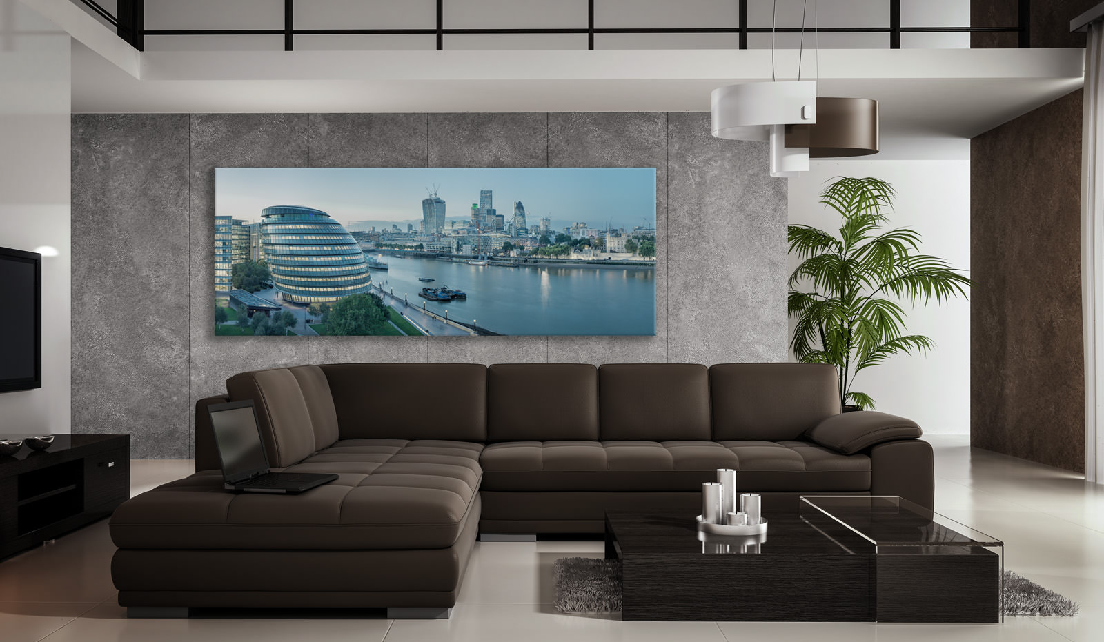 A large acrylic print of Constant Thames in a room setting