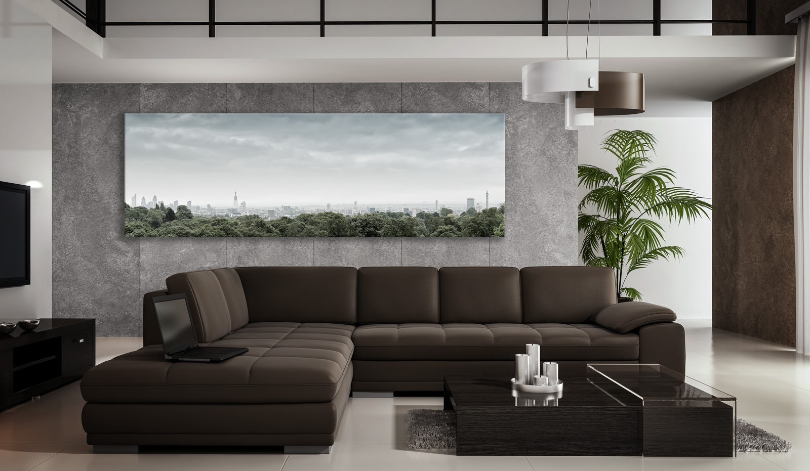 A large acrylic print of Hampstead Heath 2011 in a room setting