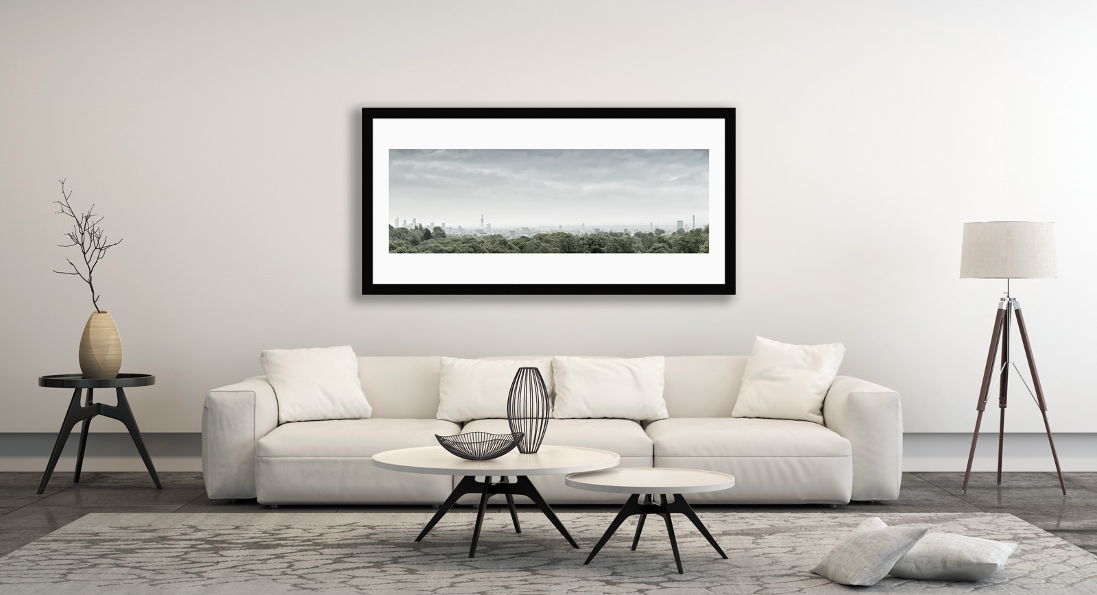 A framed fine art print of Hampstead Heath 2011 in a room setting