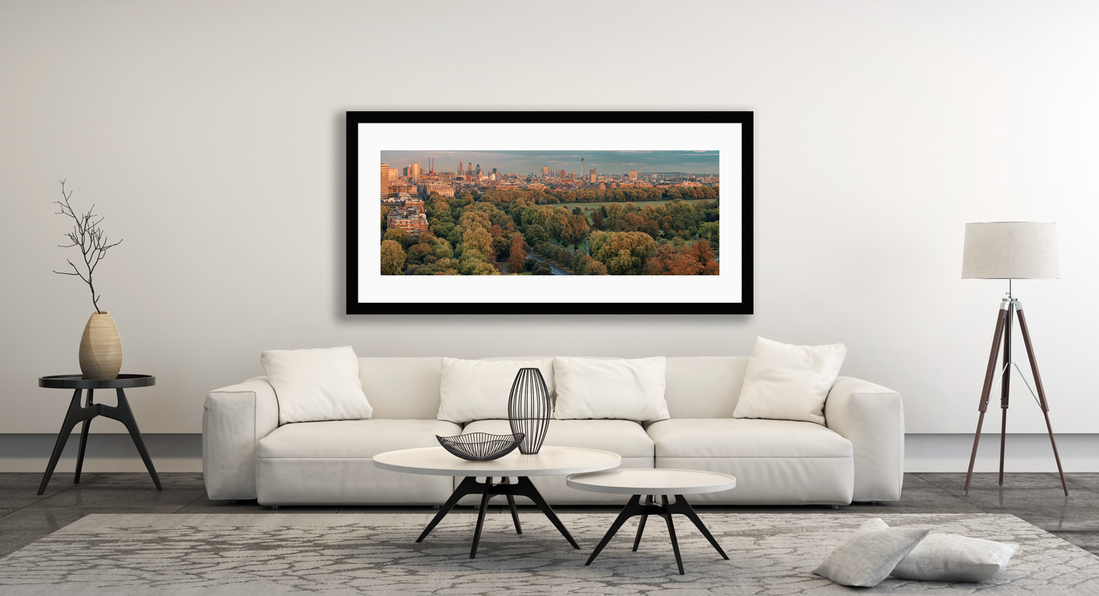 A framed fine art print of Hyde Park 2011 in a room setting