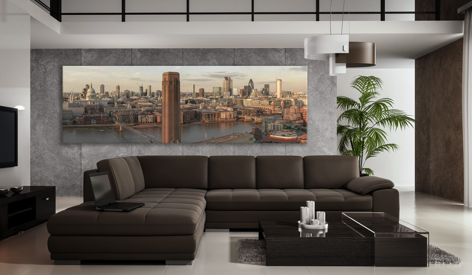 A large acrylic print of London Stilled In Evening in a room setting