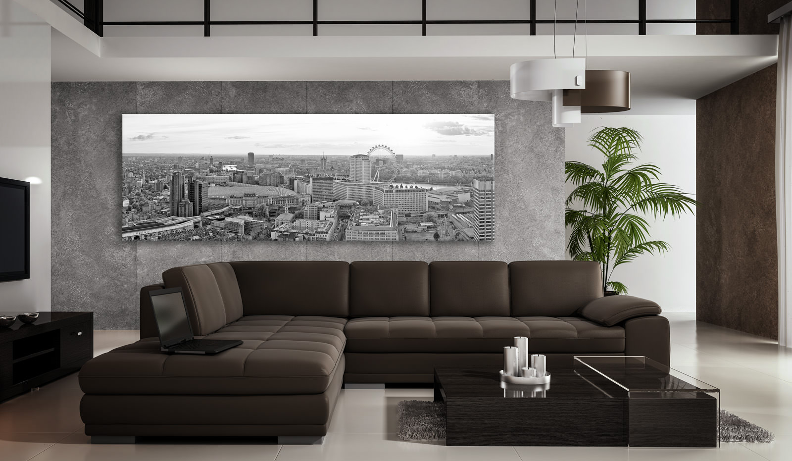 A large acrylic print of Sundown Over Waterloo in a room setting