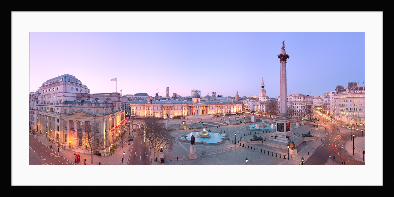 The framed print of Trafalgar Square at Twilight