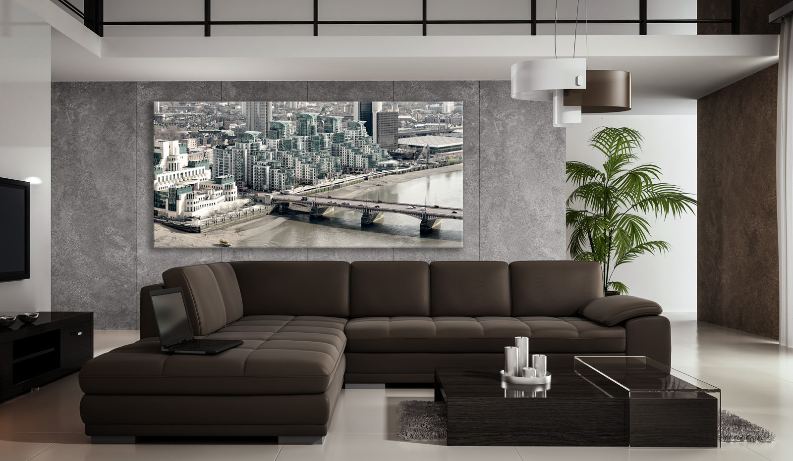A large acrylic print of Vauxhall Bridge View in a room setting